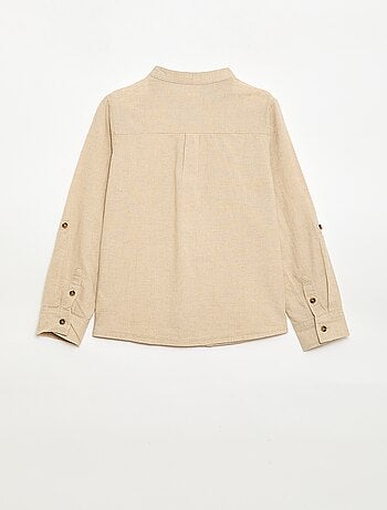 Camicia a righe in misto lino