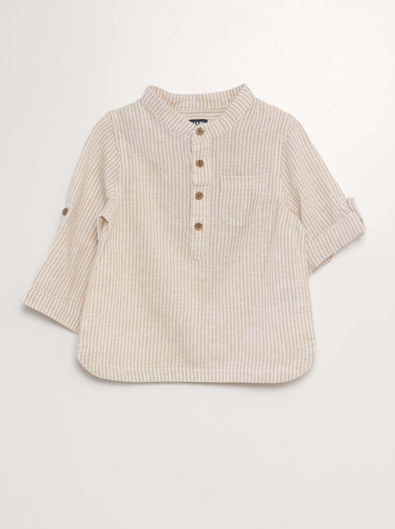 Camicia a righe in misto lino BIANCO - Kiabi