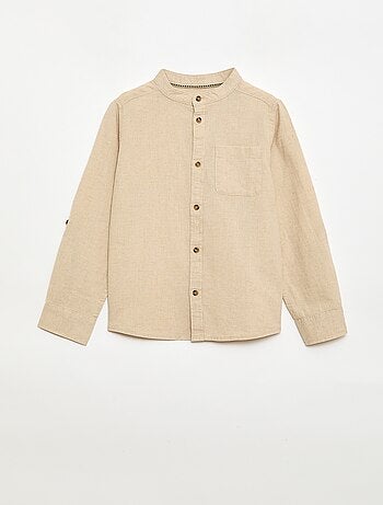 Camicia a righe in misto lino