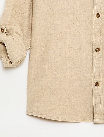 Camicia a righe in misto lino