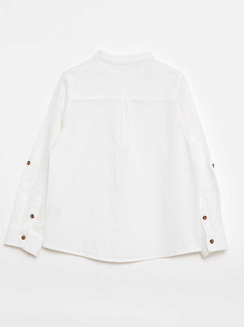 Camicia a righe in misto lino Bianco - Kiabi