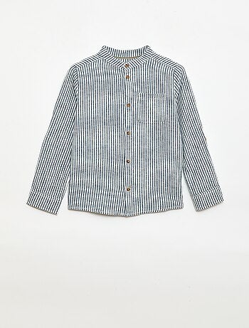 Camicia a righe in misto lino