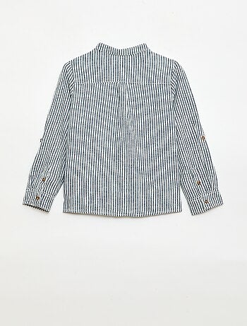 Camicia a righe in misto lino