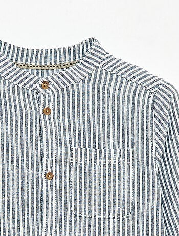 Camicia a righe in misto lino
