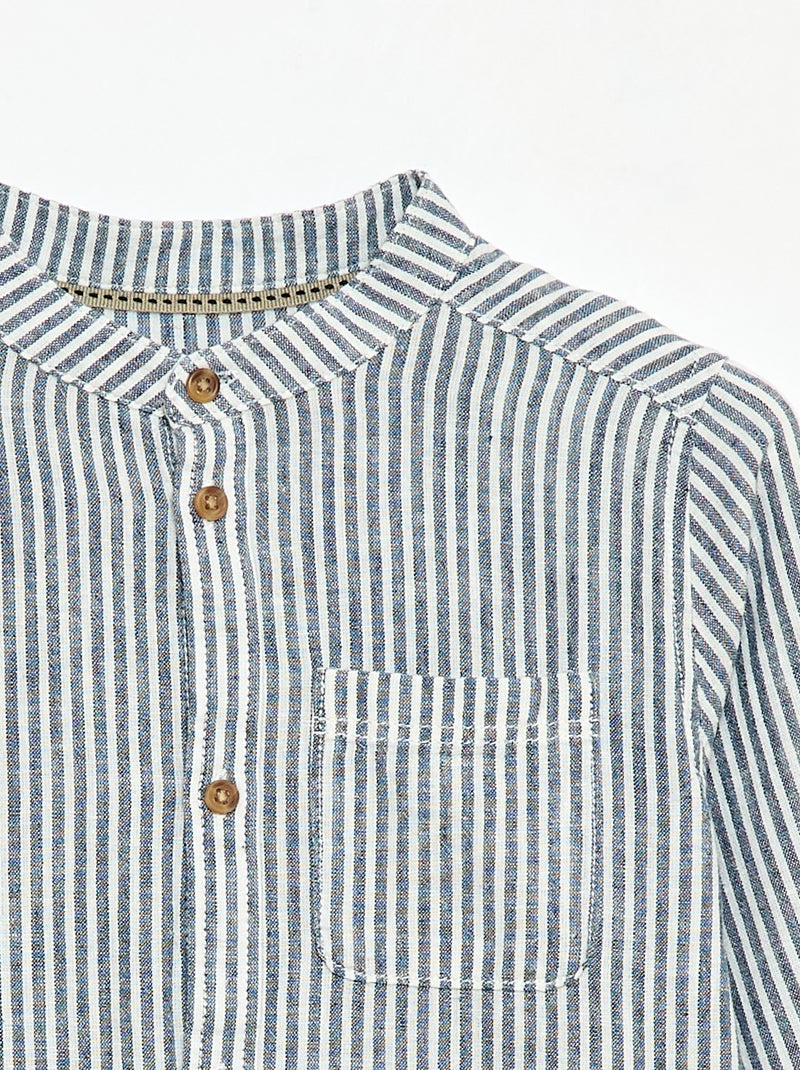 Camicia a righe in misto lino Blu - Kiabi