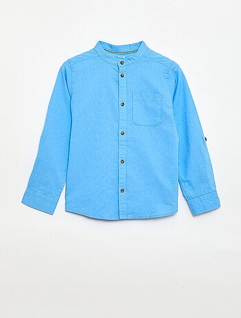 Camicia a righe in misto lino