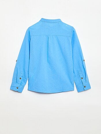 Camicia a righe in misto lino