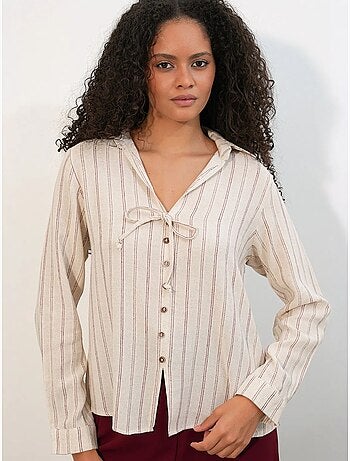 Camicia a righe in misto lino con dettaglio a laccetto bdart