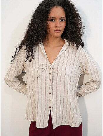 Camicia a righe in misto lino con dettaglio a laccetto bdart
