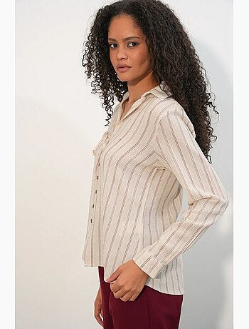 Camicia a righe in misto lino con dettaglio a laccetto bdart