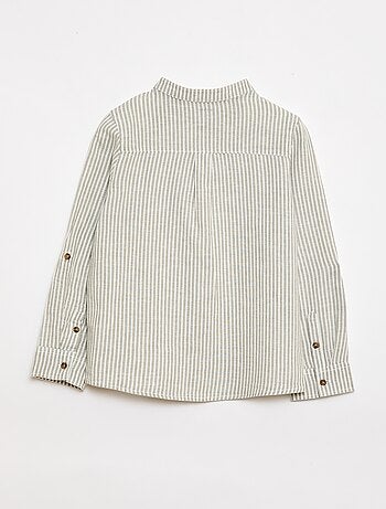 Camicia a righe in misto lino
