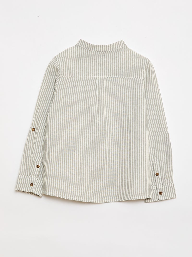 Camicia a righe in misto lino Kaki - Kiabi
