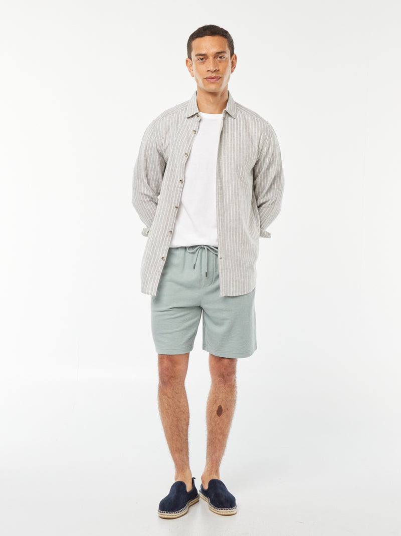 Camicia a righe in misto lino VERDE - Kiabi