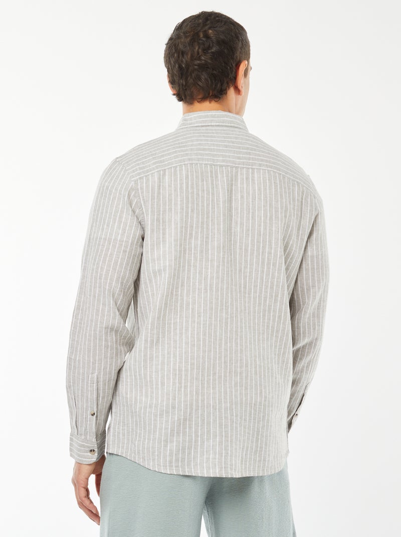 Camicia a righe in misto lino VERDE - Kiabi