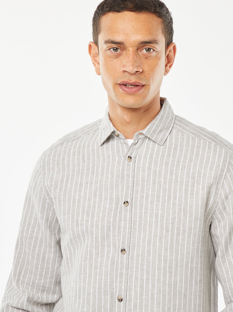 Camicia a righe in misto lino VERDE - Kiabi