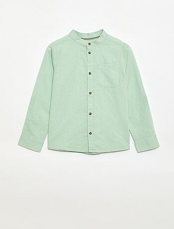 Camicia a righe in misto lino