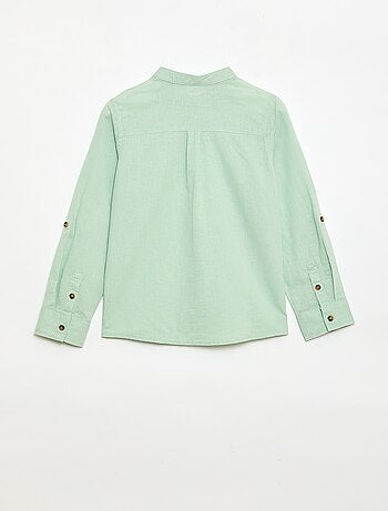 Camicia a righe in misto lino