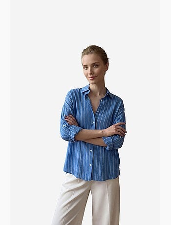 Camicia a righe in popeline con bottoni my fashion