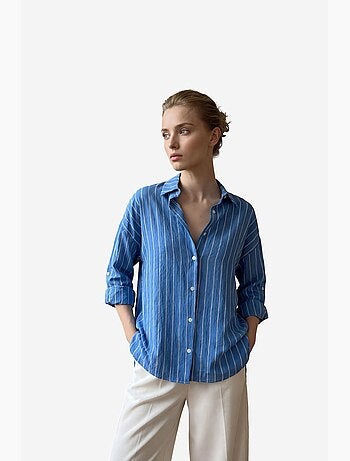 Camicia a righe in popeline con bottoni my fashion