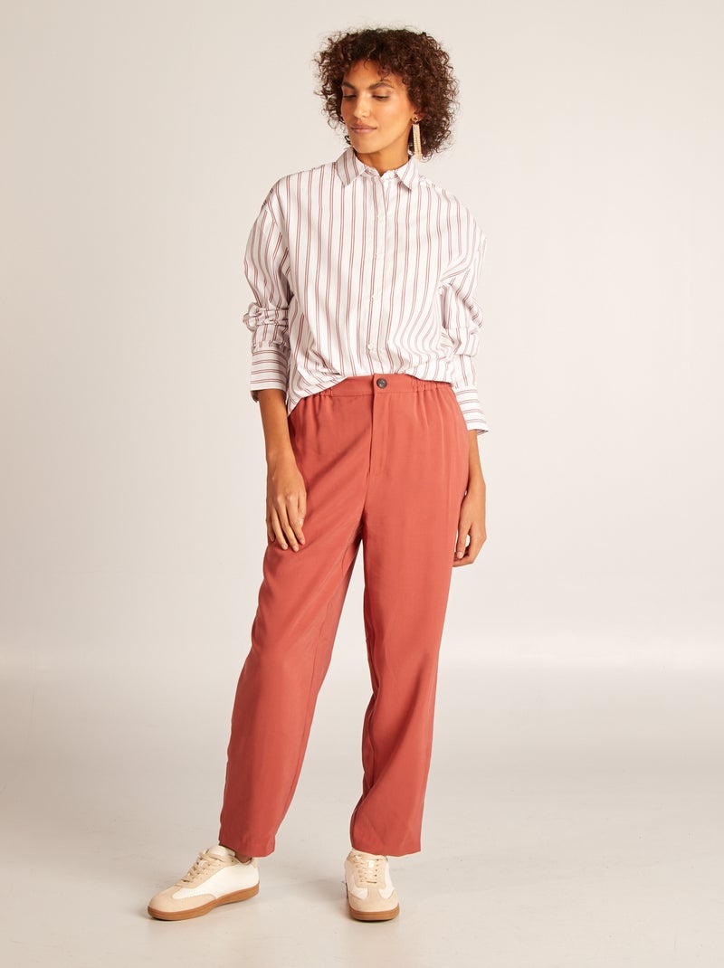 Camicia a righe in popeline MARRONE - Kiabi