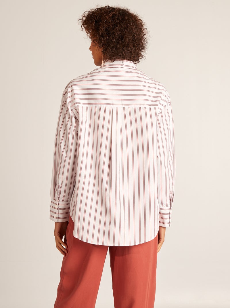 Camicia a righe in popeline MARRONE - Kiabi