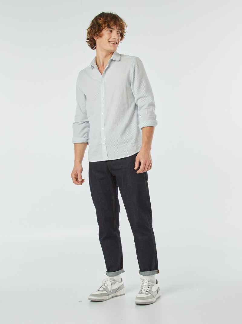 Camicia a righe in seersucker BLU - Kiabi