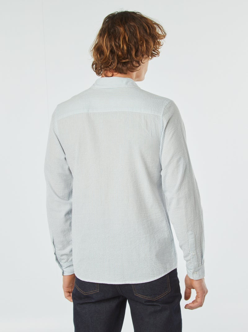 Camicia a righe in seersucker BLU - Kiabi
