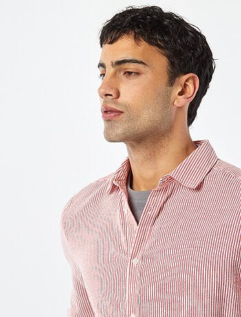 Camicia a righe in seersucker