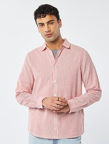 Camicia a righe in seersucker