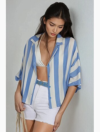Camicia a righe relaxed fit con abbottonatura busem