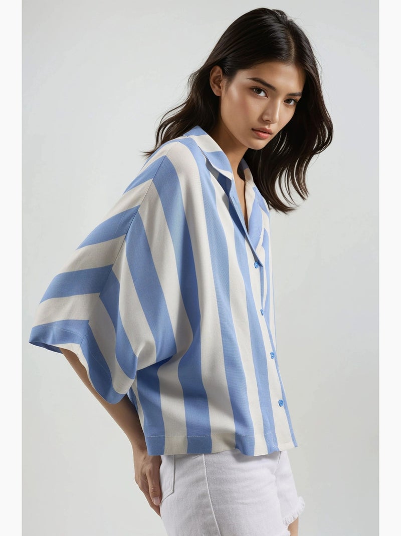 Camicia a righe relaxed fit con abbottonatura busem Blu cielo - Kiabi