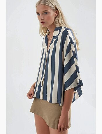 Camicia a righe relaxed fit con abbottonatura busem