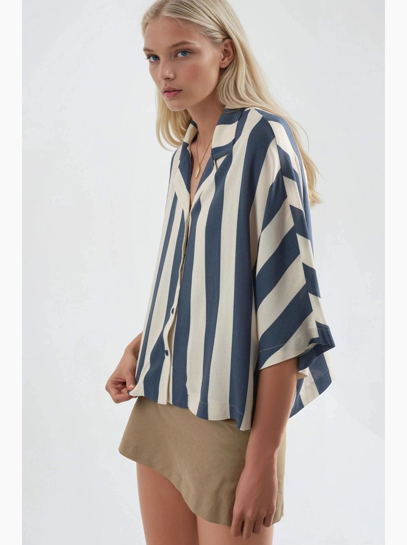 Camicia a righe relaxed fit con abbottonatura busem Blu marino - Kiabi