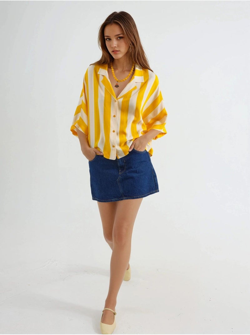 Camicia a righe relaxed fit con abbottonatura busem Giallo limone - Kiabi