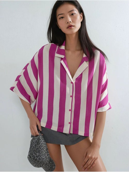 Camicia a righe relaxed fit con abbottonatura busem - Kiabi Camicia a righe relaxed fit con abbottonatura busem - Kiabi