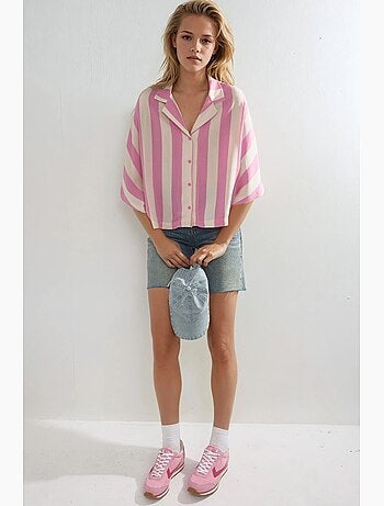 Camicia a righe relaxed fit con abbottonatura busem