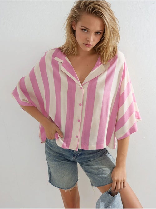 Camicia a righe relaxed fit con abbottonatura busem - Kiabi Camicia a righe relaxed fit con abbottonatura busem - Kiabi
