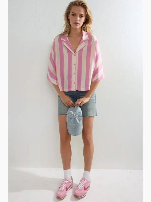 Camicia a righe relaxed fit con abbottonatura busem - Kiabi Camicia a righe relaxed fit con abbottonatura busem - Kiabi