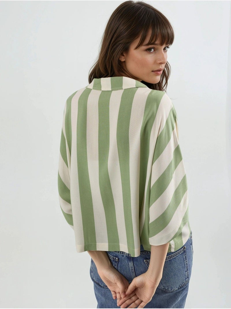 Camicia a righe relaxed fit con abbottonatura busem Verde - Kiabi