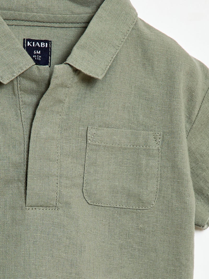 Camicia a tinta unita a maniche corte Verde - Kiabi
