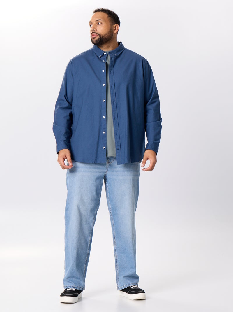 Camicia a tinta unita a maniche lunghe Blu - Kiabi