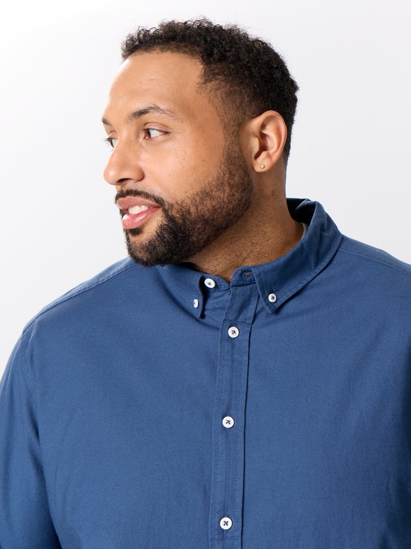 Camicia a tinta unita a maniche lunghe Blu - Kiabi