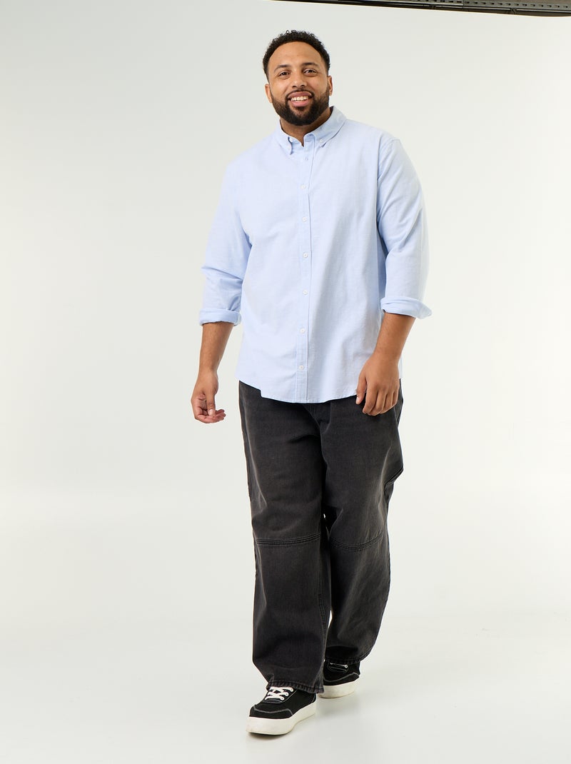 Camicia a tinta unita a maniche lunghe Blu - Kiabi