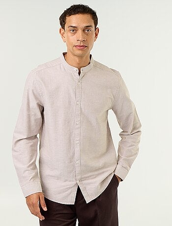 Camicia a tinta unita con colletto alla coreana
