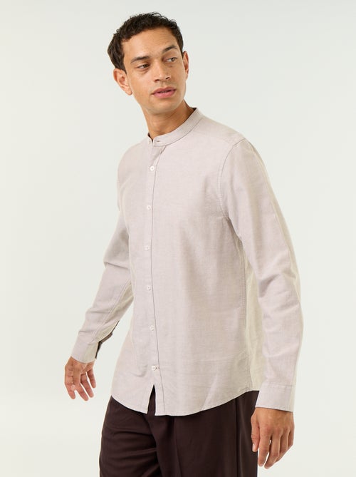Camicia a tinta unita con colletto alla coreana - Kiabi