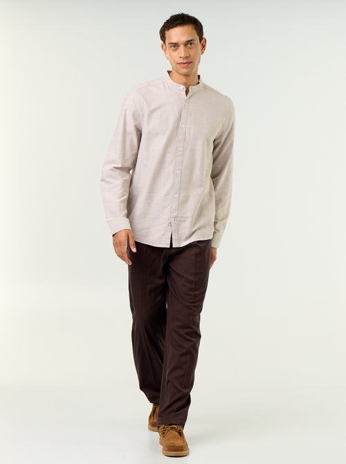 Camicia a tinta unita con colletto alla coreana - Kiabi