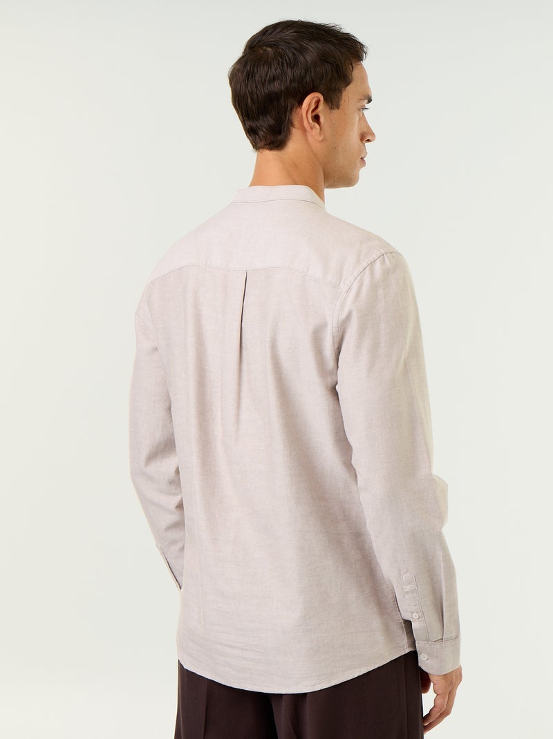 Camicia a tinta unita con colletto alla coreana Beige - Kiabi
