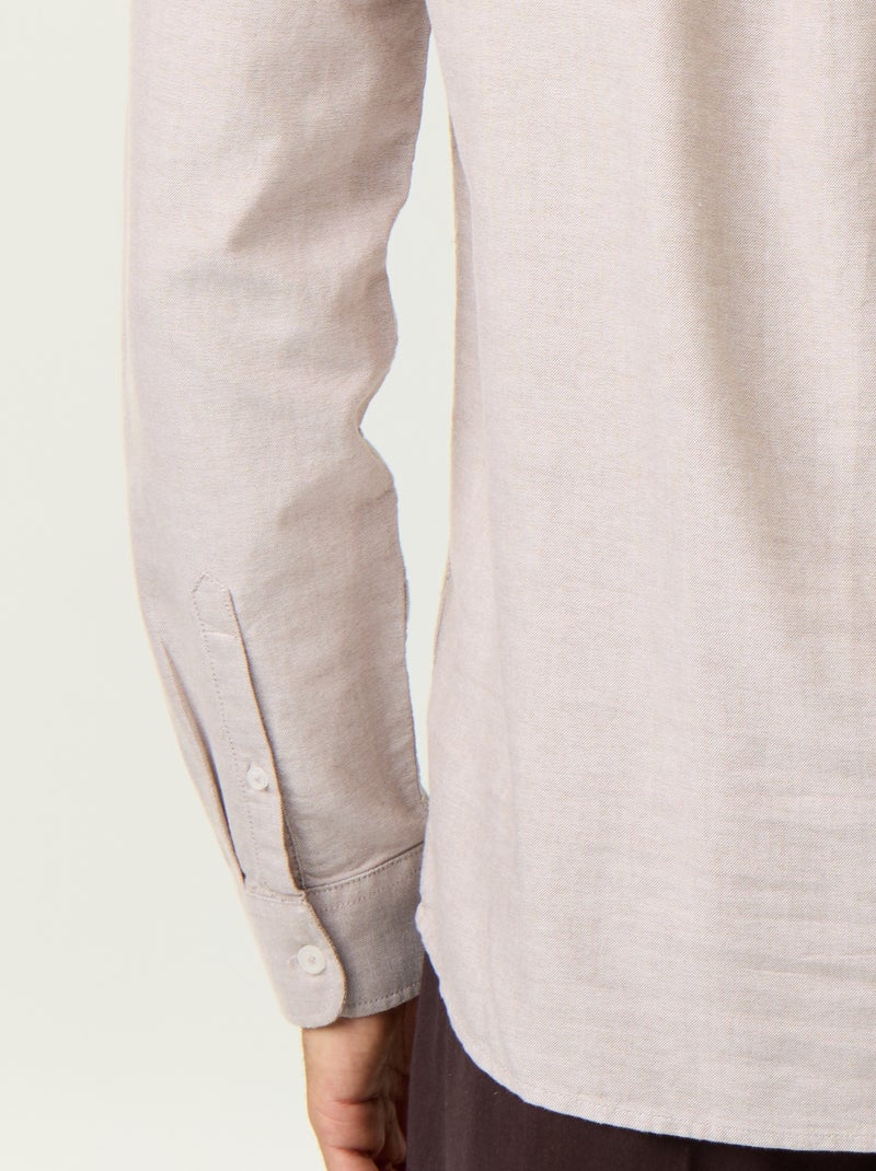 Camicia a tinta unita con colletto alla coreana Beige - Kiabi
