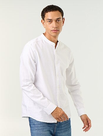 Camicia a tinta unita con colletto alla coreana