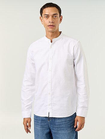 Camicia a tinta unita con colletto alla coreana